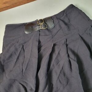 Polo Ralph Lauren Black Pleated Mini Skirt Double Leather Buckle Size 4